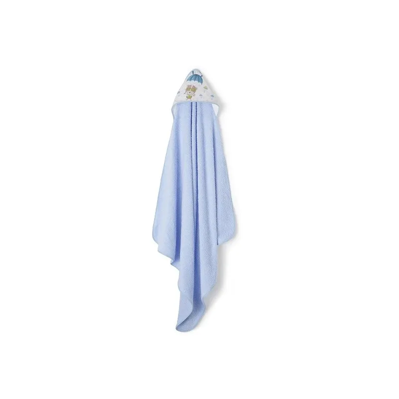 Capa de Baño y Babero Bebé Osito Paracaídas INTERBABY Azul
