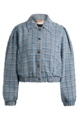 Chaqueta de tweed de algodón con cuadros vaqueros