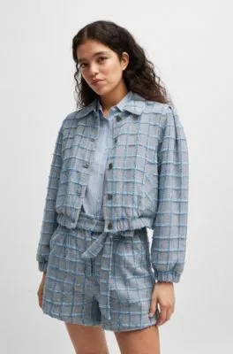Chaqueta de tweed de algodón con cuadros vaqueros