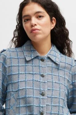 Chaqueta de tweed de algodón con cuadros vaqueros