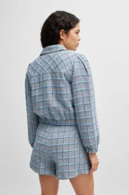 Chaqueta de tweed de algodón con cuadros vaqueros