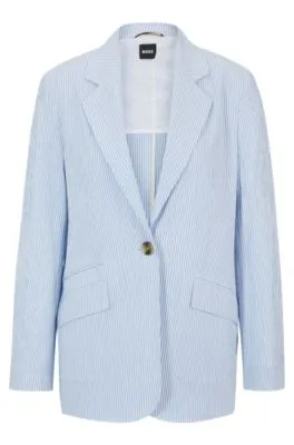 Chaqueta relaxed fit en sirsaca de algodón elástico a rayas