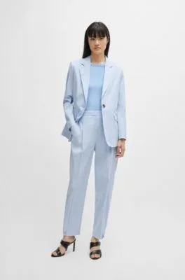 Chaqueta relaxed fit en sirsaca de algodón elástico a rayas