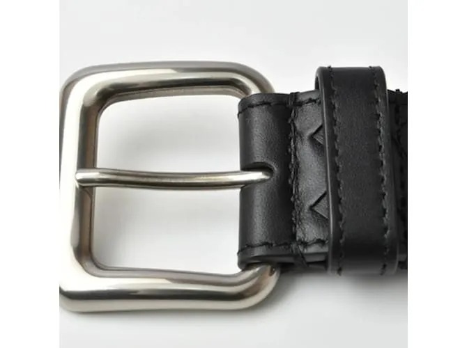 Cinturón de cuero Intrecciato de Bottega Veneta Negro 