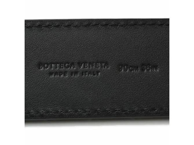 Cinturón de cuero Intrecciato de Bottega Veneta Negro 