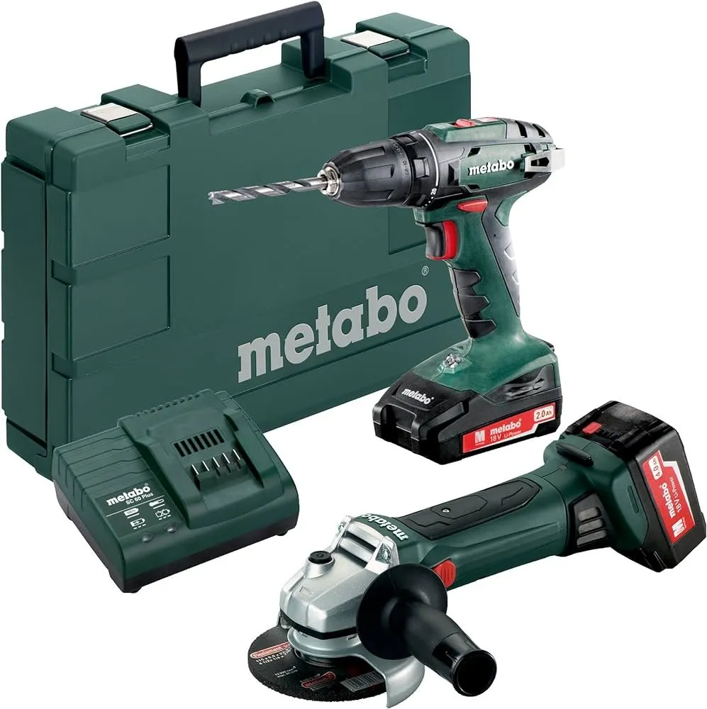 Combo Metabo Amoladora W 18 LTX 125 + Atornilladora BS 18 + 2 Baterías + maletín