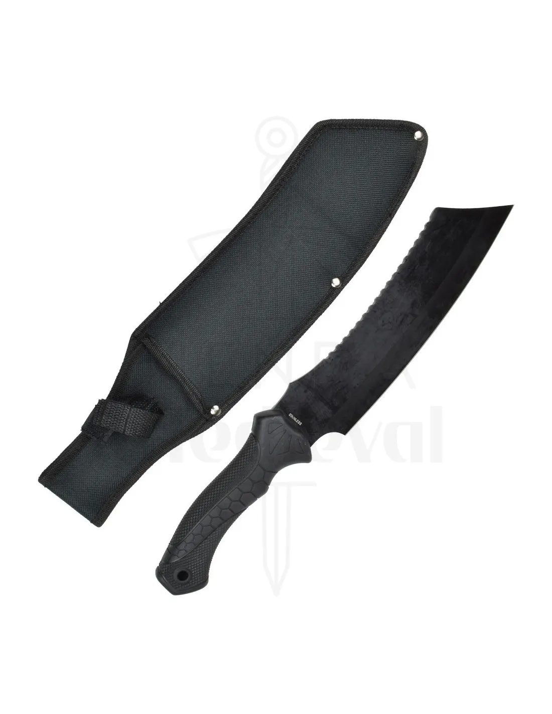 Cuchillo marca SCK contrafilo dentado, con funda (39 cm.)