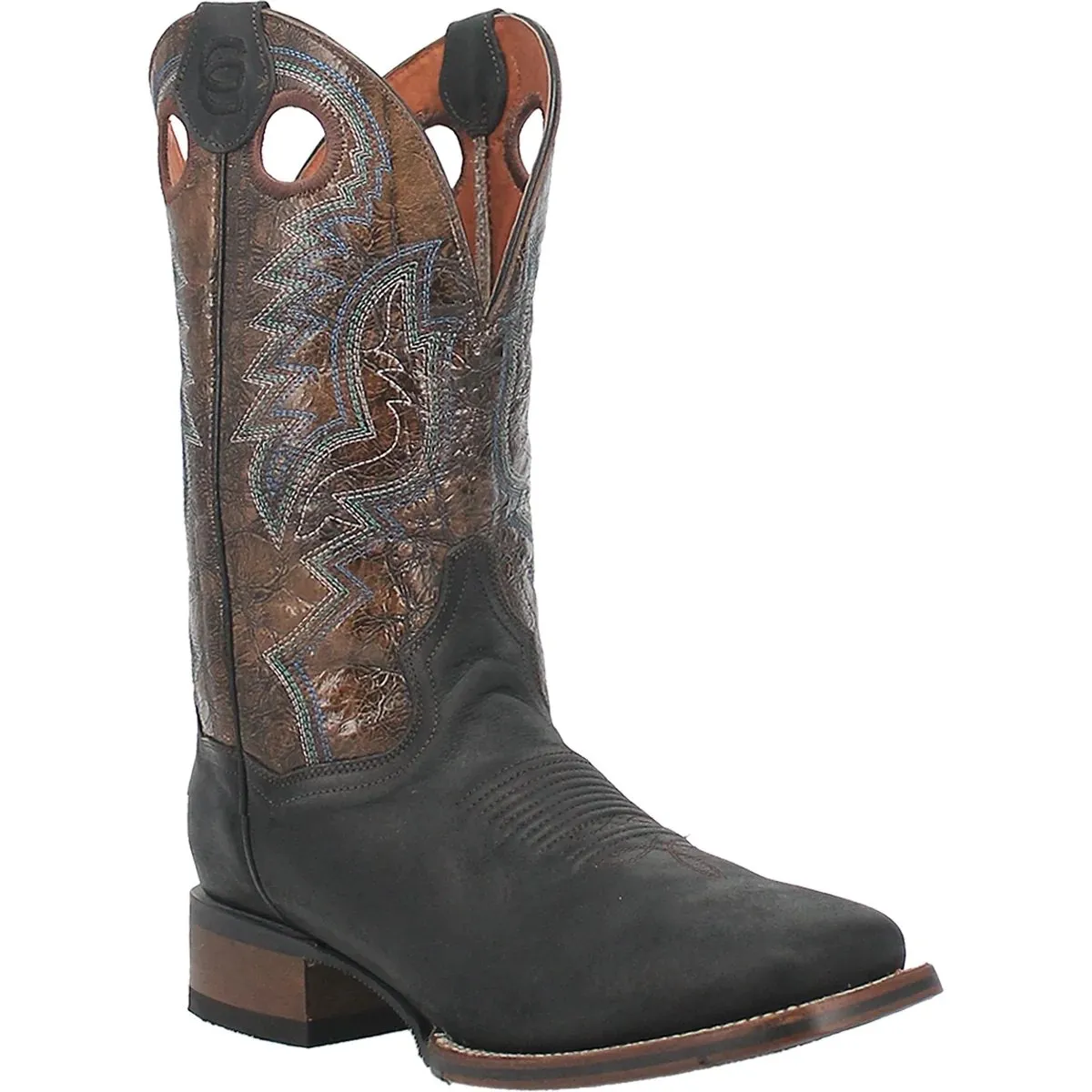 DAN POST MEN'S DEUCE GENUINE LEATHER SQUARE TOE BOOTS  BLACK