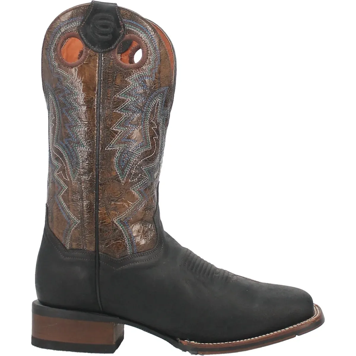 DAN POST MEN'S DEUCE GENUINE LEATHER SQUARE TOE BOOTS  BLACK