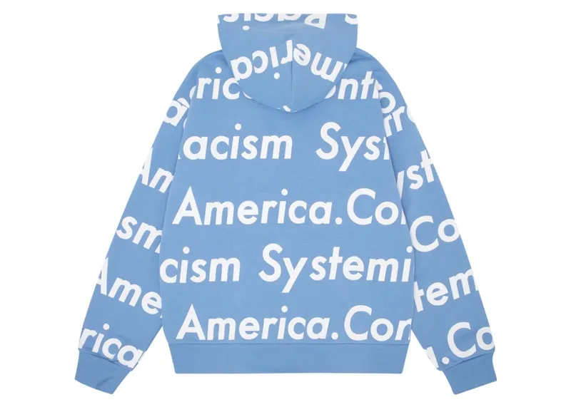 Denim Tears x Arthur Jafa Systemic Racism Controls America Zip Up Hoodie Dusty Blue