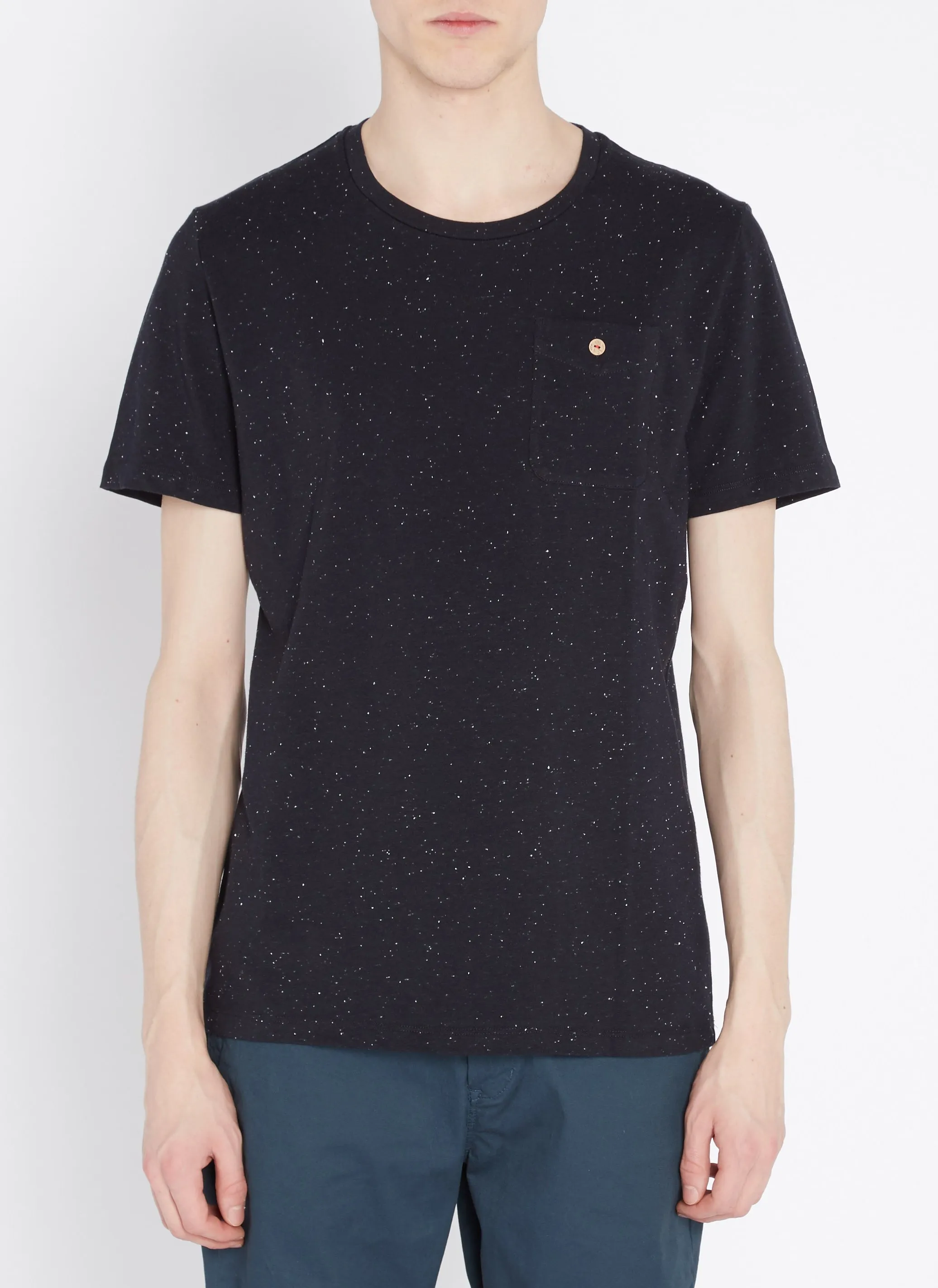 FAGUO OLONNE  CAMISETA DE ALGODóN MOTEADO REGULAR FIT CON CUELLO REDONDO EN AZUL