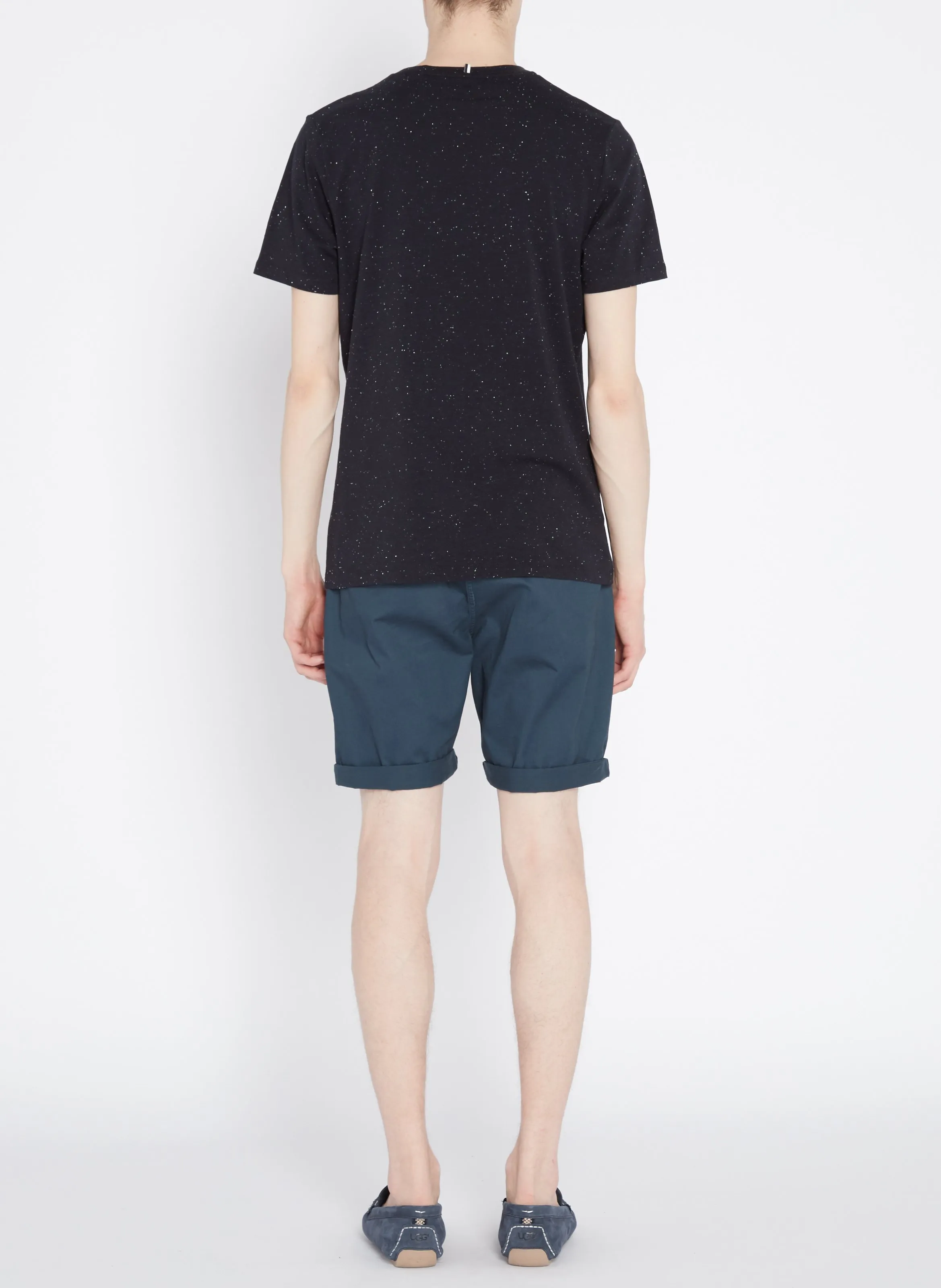 FAGUO OLONNE  CAMISETA DE ALGODóN MOTEADO REGULAR FIT CON CUELLO REDONDO EN AZUL