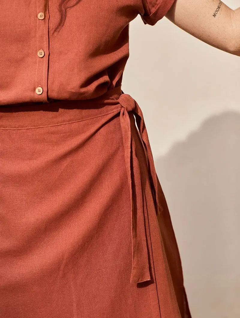 Falda midi pareo de lino y algodón orgánico