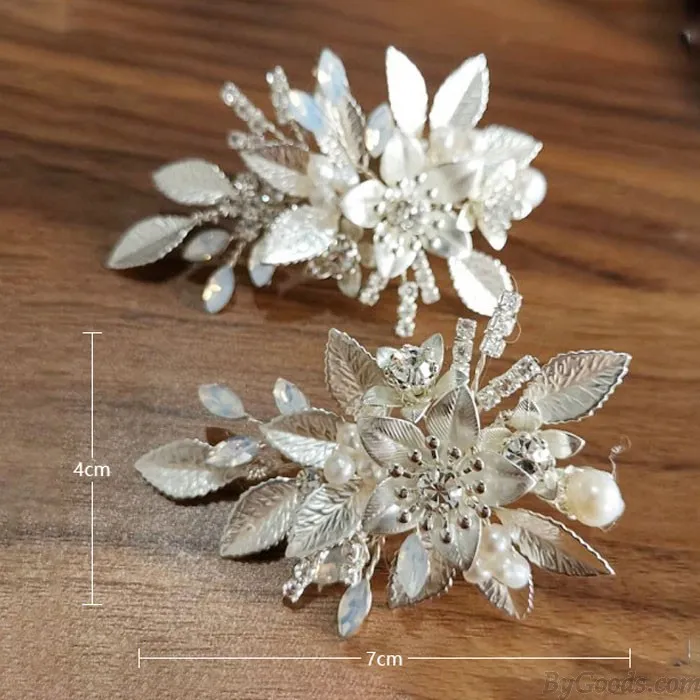 Fresh Bridal Crystal Hair Accessories Flower Pearl Wedding Hair Band Hairpin Accessories 
