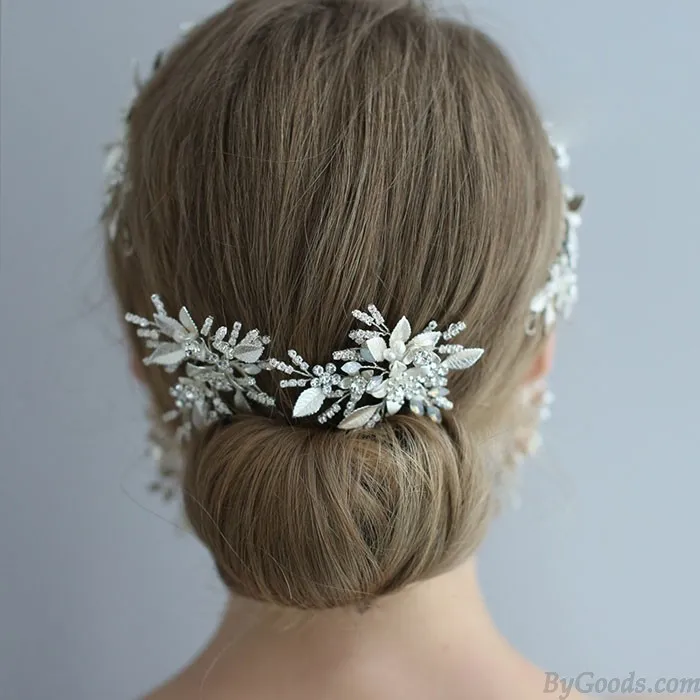Fresh Bridal Crystal Hair Accessories Flower Pearl Wedding Hair Band Hairpin Accessories 