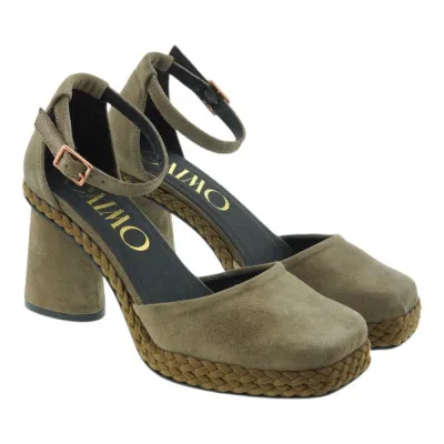 GAIMOZapatos Tacón Ante Taupe Gaimo Plataforma Trenzada y Pulsera Elia