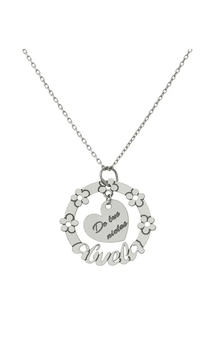 Gargantilla personalizada abuela oro blanco 18 Ktes corazón y orla flores 287_G1026