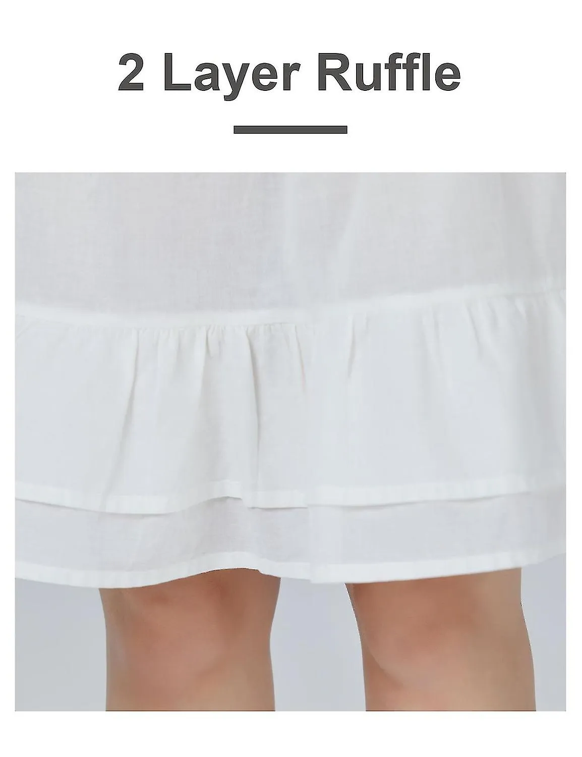 Half Slip Underskirt 100% Cotton Women Petticoat Underdress With Ruffle Knee Length Midi Skirt Exten