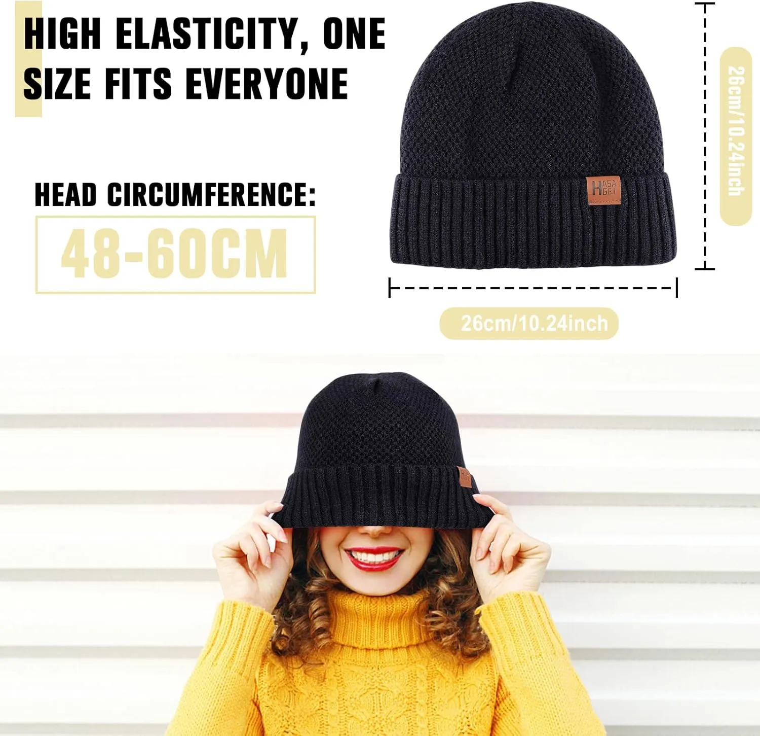 HASAGEI Gorro de Punto para Hombres y Mujeres  Gorro de Invierno Transpirable con Forro Polar Suave  Gorro de Invierno Unisex