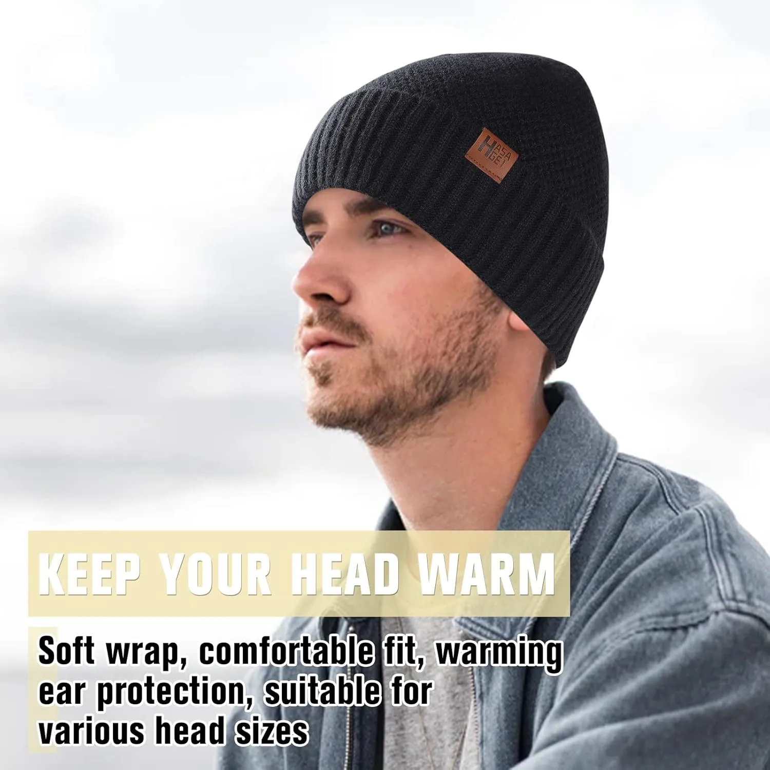 HASAGEI Gorro de Punto para Hombres y Mujeres  Gorro de Invierno Transpirable con Forro Polar Suave  Gorro de Invierno Unisex