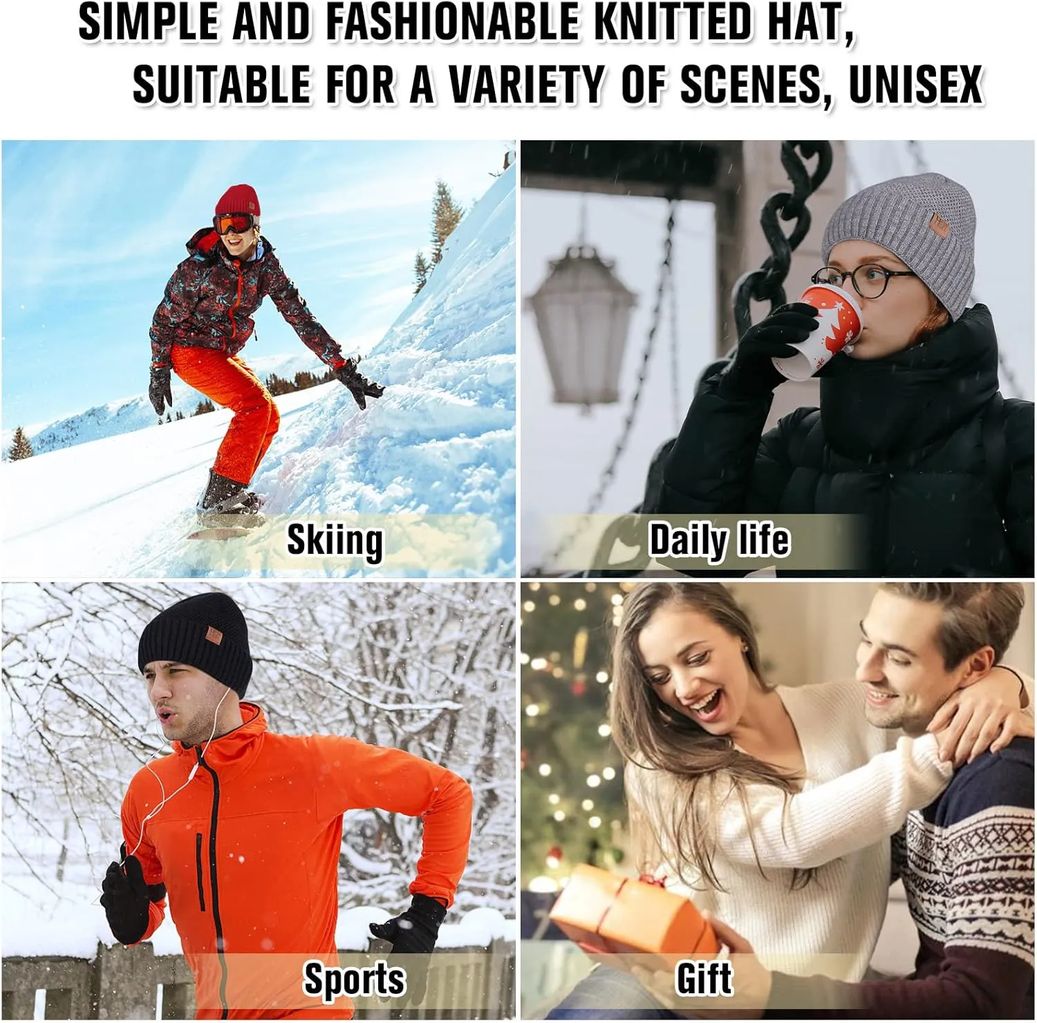 HASAGEI Gorro de Punto para Hombres y Mujeres  Gorro de Invierno Transpirable con Forro Polar Suave  Gorro de Invierno Unisex