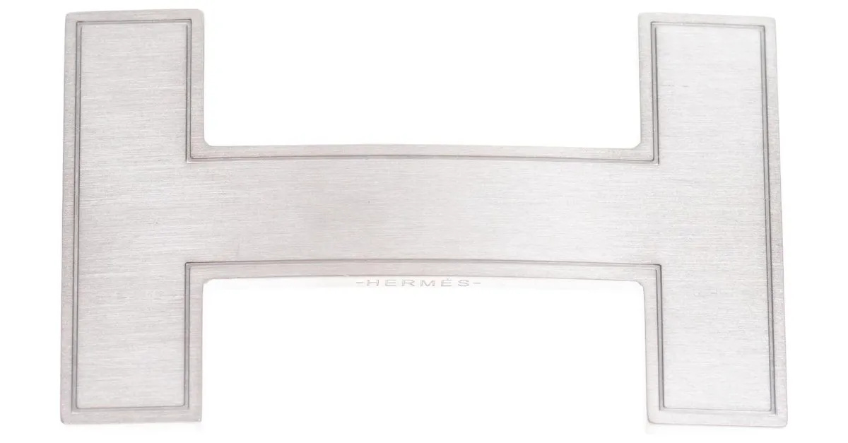 Hebilla de cinturón Hermès modelo "Quizz" en metal plateado cepillado Plata 