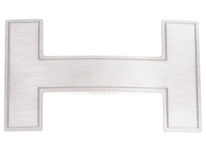 Hebilla de cinturón Hermès modelo "Quizz" en metal plateado cepillado Plata 