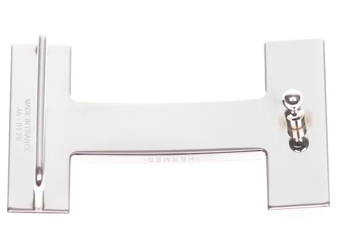 Hebilla de cinturón Hermès modelo "Quizz" en metal plateado cepillado Plata 