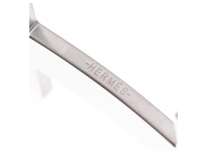 Hebilla de cinturón Hermès modelo "Quizz" en metal plateado cepillado Plata 