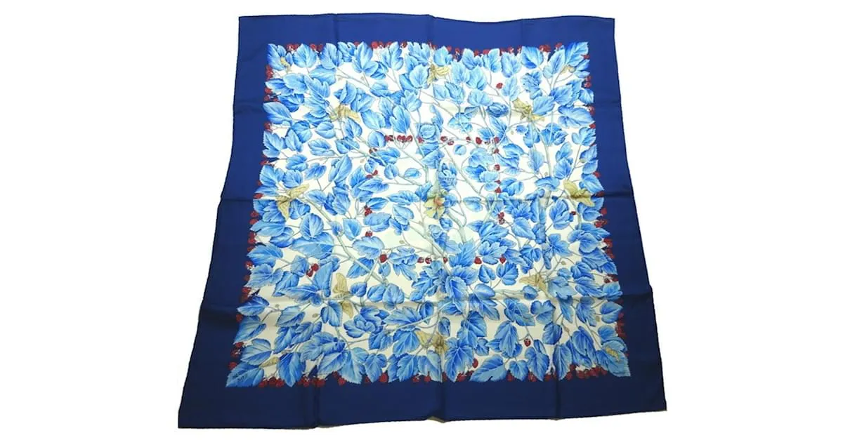 Hermès Carré 90 l'ARBRE de SOiE Bufanda de Seda Azul Multicolor 