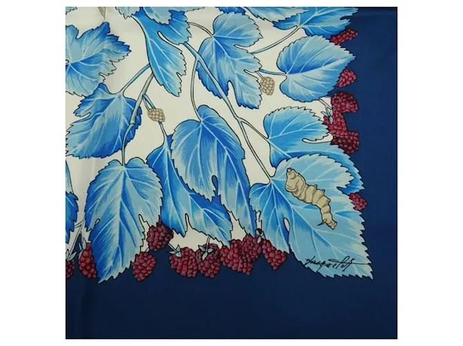 Hermès Carré 90 l'ARBRE de SOiE Bufanda de Seda Azul Multicolor 