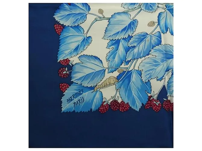 Hermès Carré 90 l'ARBRE de SOiE Bufanda de Seda Azul Multicolor 