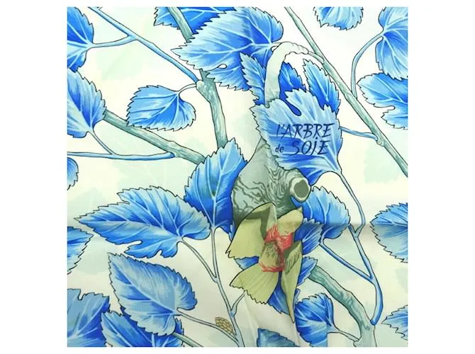 Hermès Carré 90 l'ARBRE de SOiE Bufanda de Seda Azul Multicolor 
