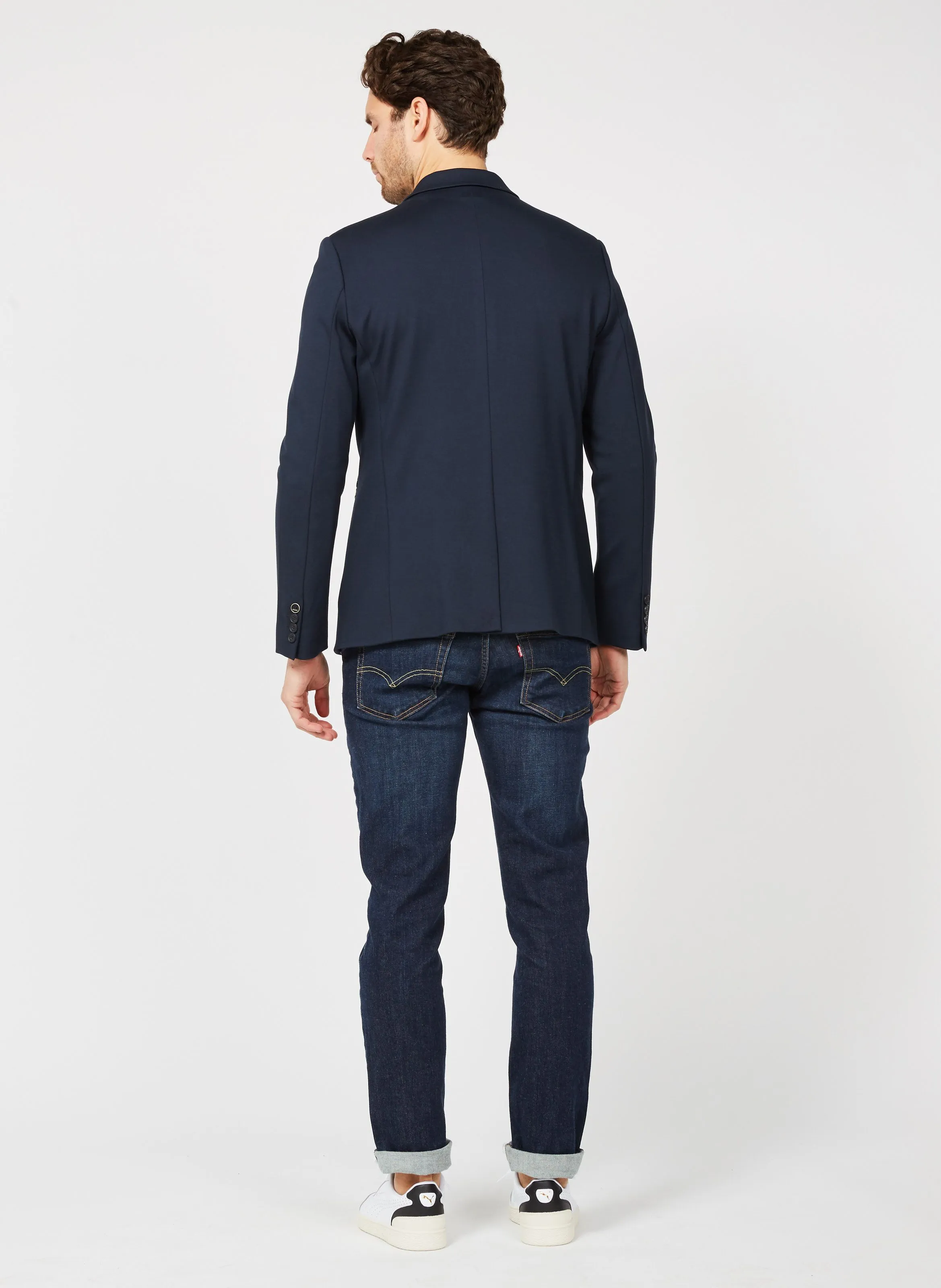 IKKS Chaqueta regular fit con cuello sastre en azul