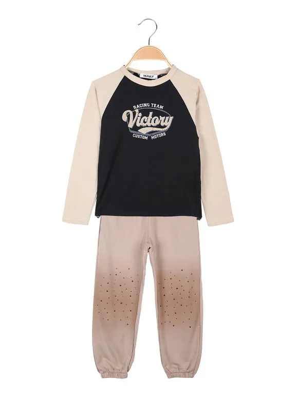 Injuly Conjunto niña 2 piezas camiseta + pantalón