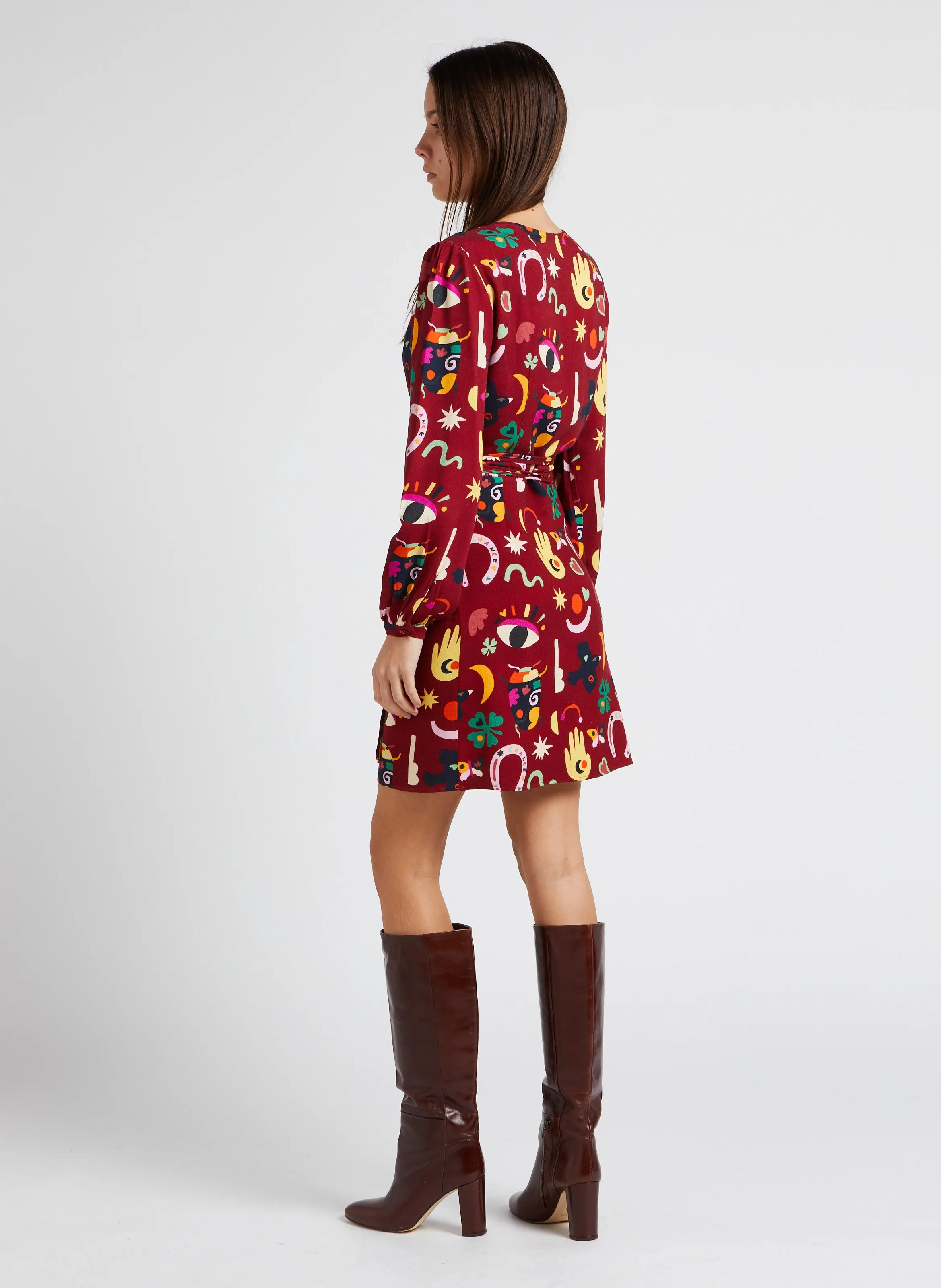 INSAISISSABLE  VESTIDO CORTO CRUZADO EN ROJO