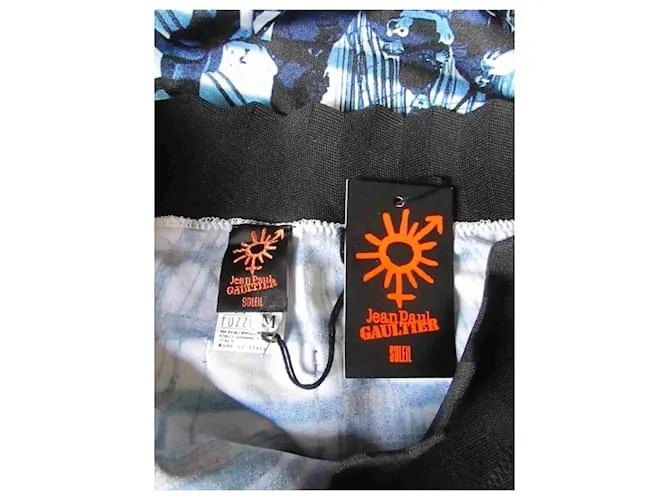 Jean Paul Gaultier Soleil Falda Talla M Motivo Marinero Falda Lápiz Negro Blanco Azul 