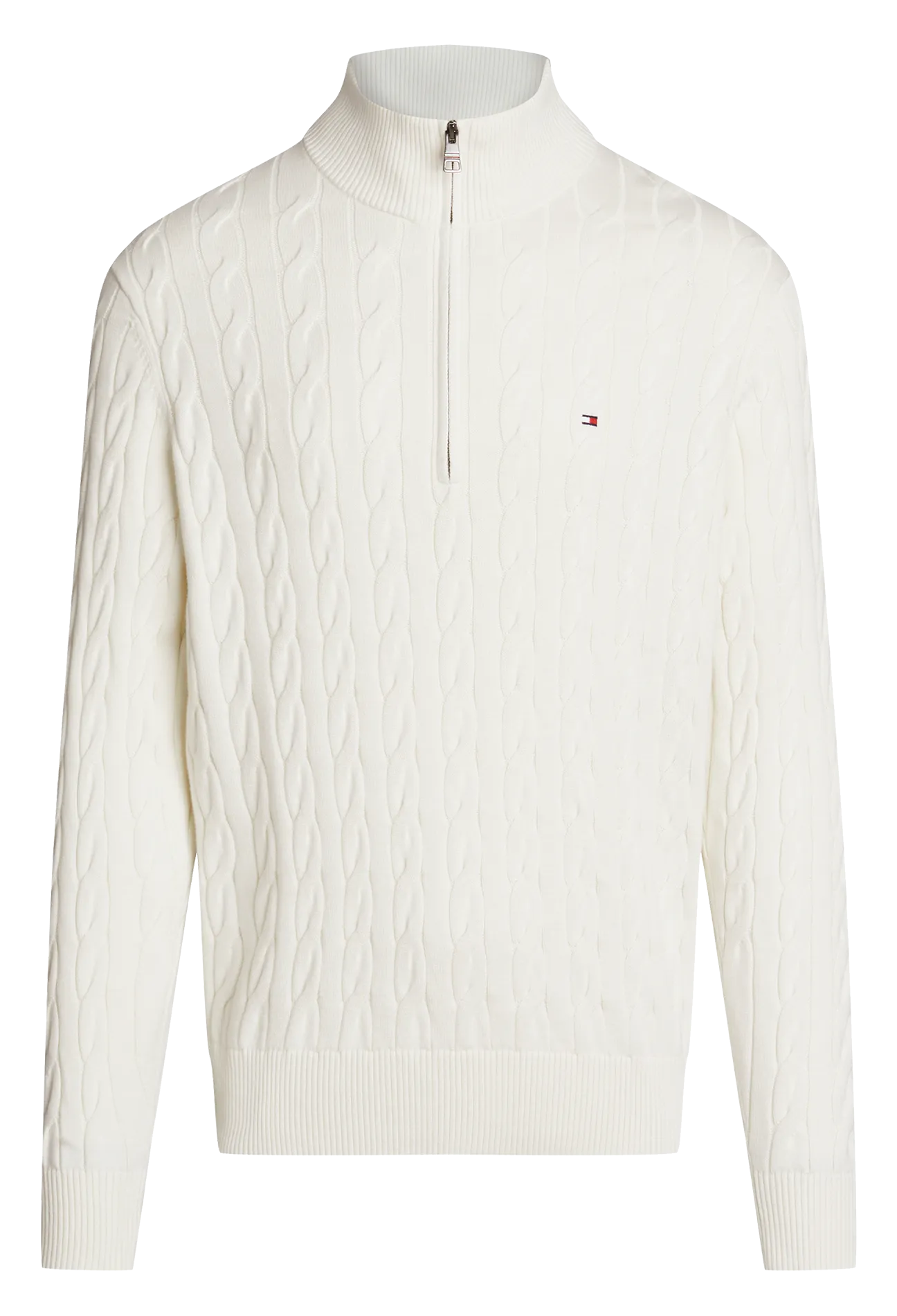 Jersey de algodón orgánico con cuello alto en blanco