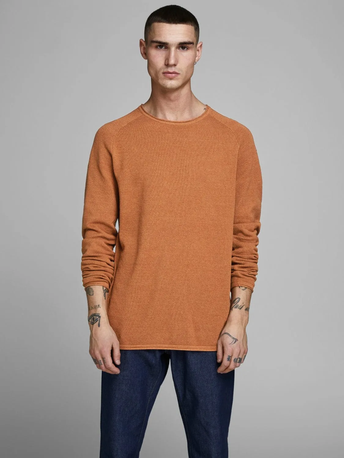 Jersey hombre cuello redondo algodón naranja Hill