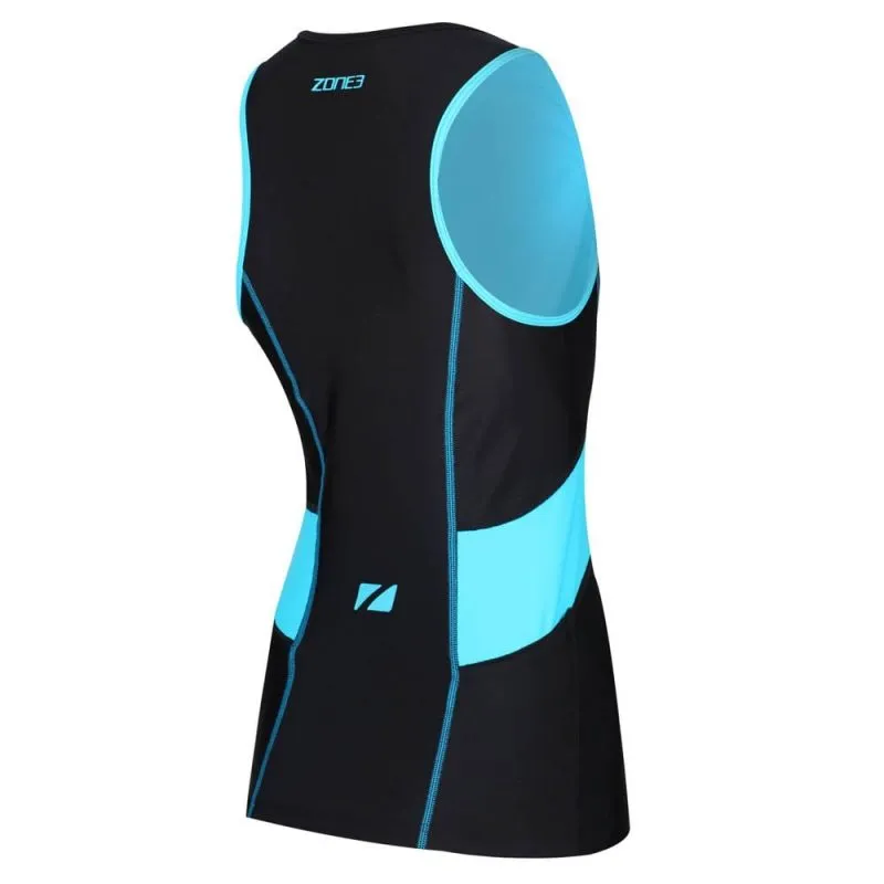 Jersey sin mangas Zone3 ACTIVATE TRI TOP PARA MUJER (NEGRO/TURQUESA)