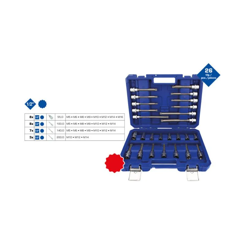 Juego de llaves de vaso XZN 26 piezas
