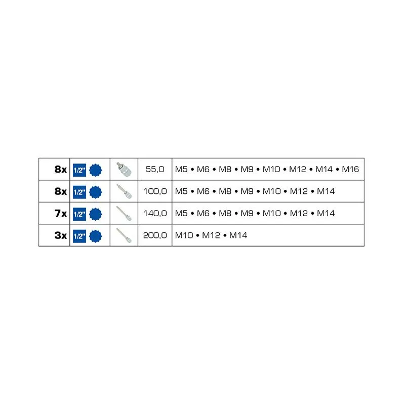 Juego de llaves de vaso XZN 26 piezas