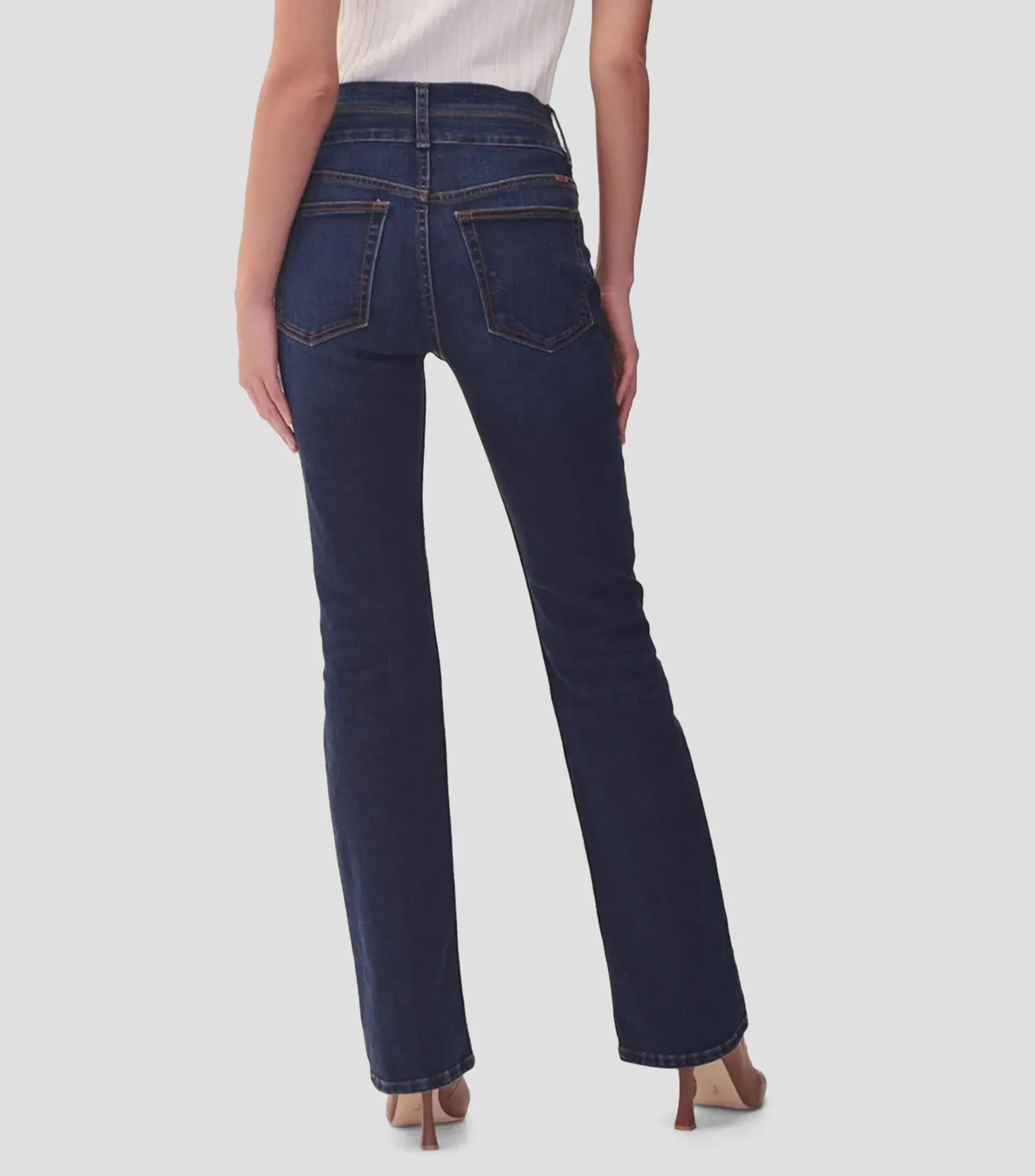 Julio Jeans Acampanados Tiro Alto Doble Pretina Azul Oscuro Mujer