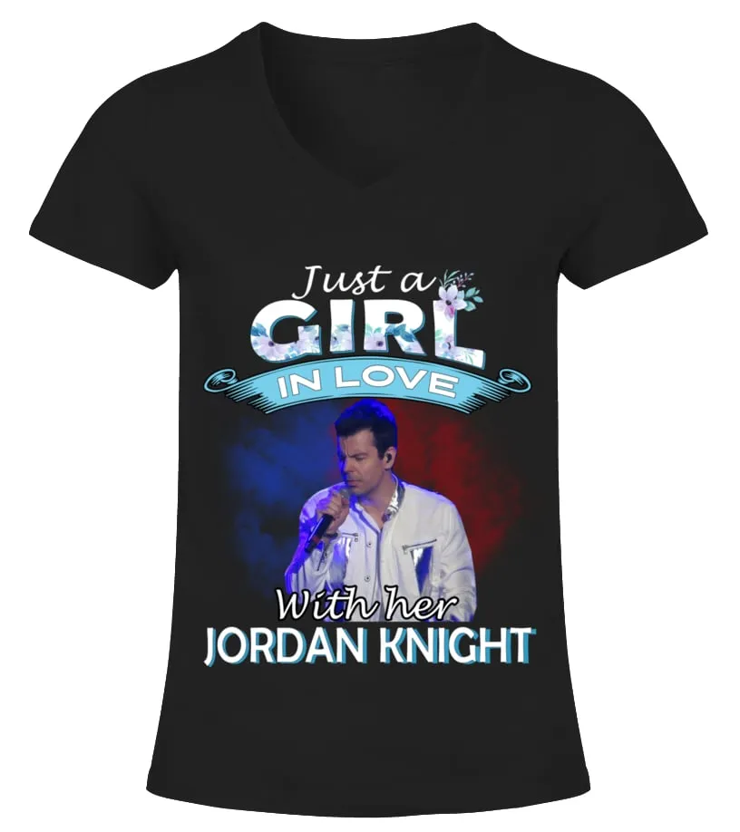 JUST A GIRL IN LOVE WITH HER JORDAN KNIGHT Camiseta cuello pico Mujer