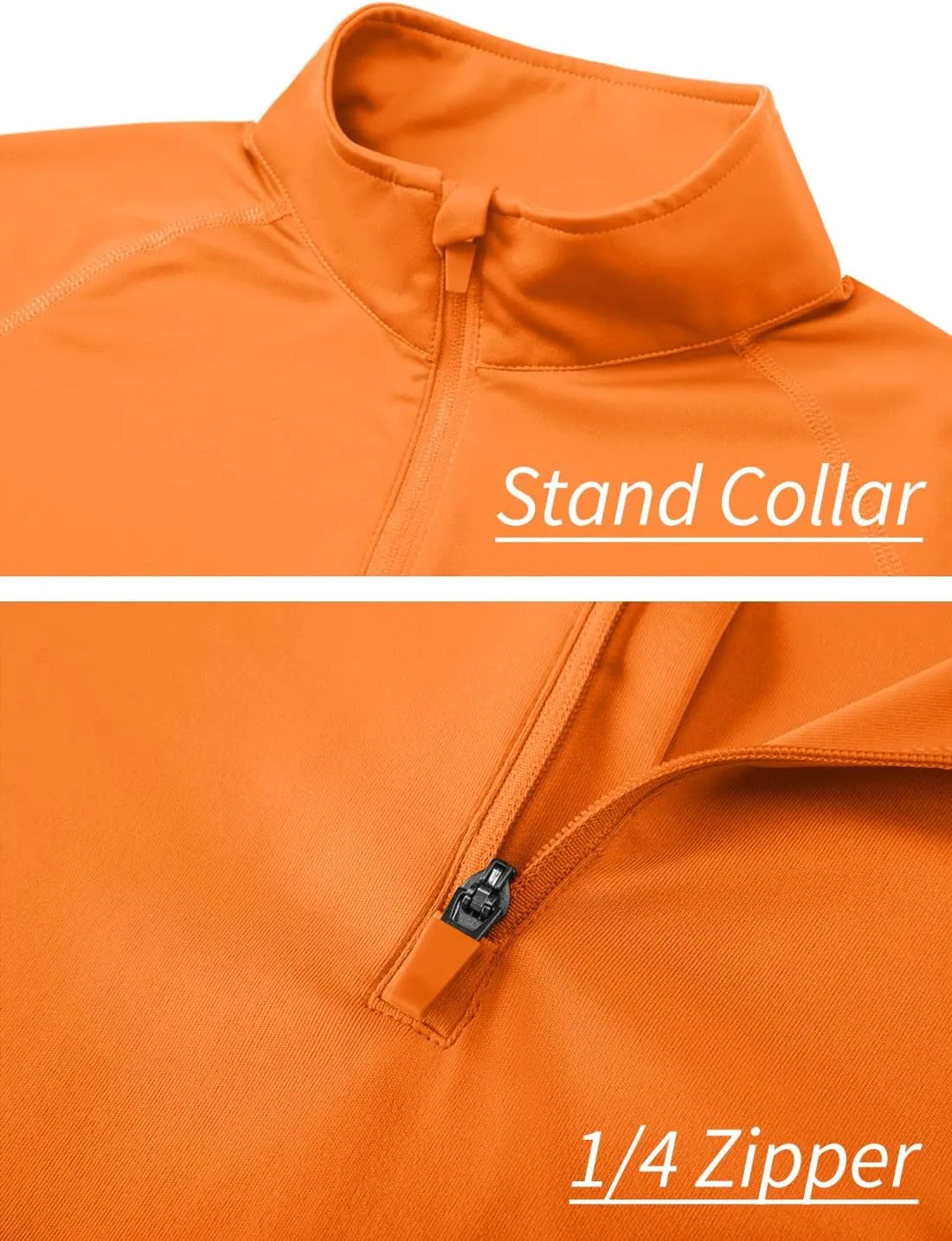 KEFITEVD Tops de Exterior con Cremallera de 1/4 para Hombre Camisa de Manga Larga de Protección Solar Tops de Playa de Secado Rá