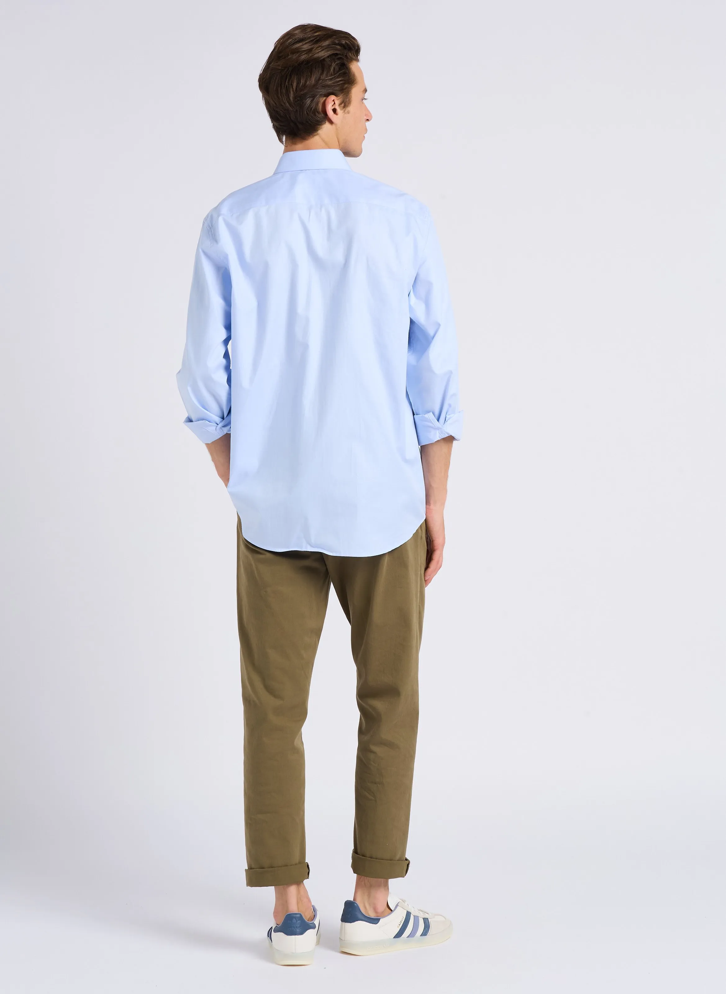 LAAVE  CAMISA RECTA DE ALGODóN CON CUELLO CLáSICO EN AZUL