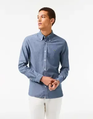 Lacoste Camisa de hombre slim fit en cambray de algodón