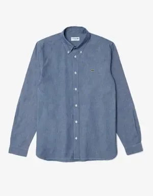 Lacoste Camisa de hombre slim fit en cambray de algodón