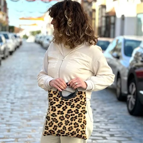 L&R SHOES 0652 Bolso de piel animal print para muj