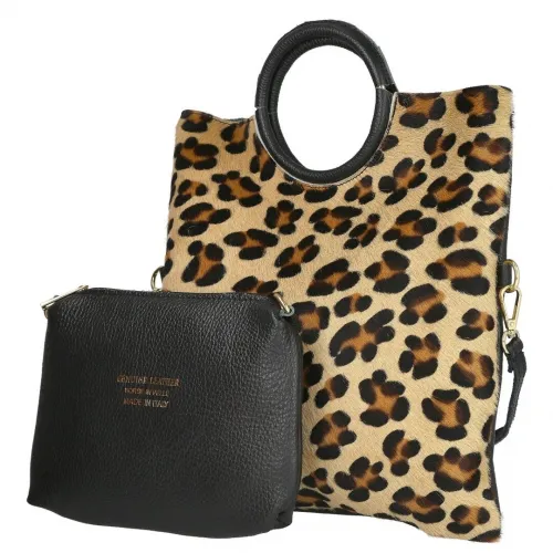 L&R SHOES 0652 Bolso de piel animal print para muj
